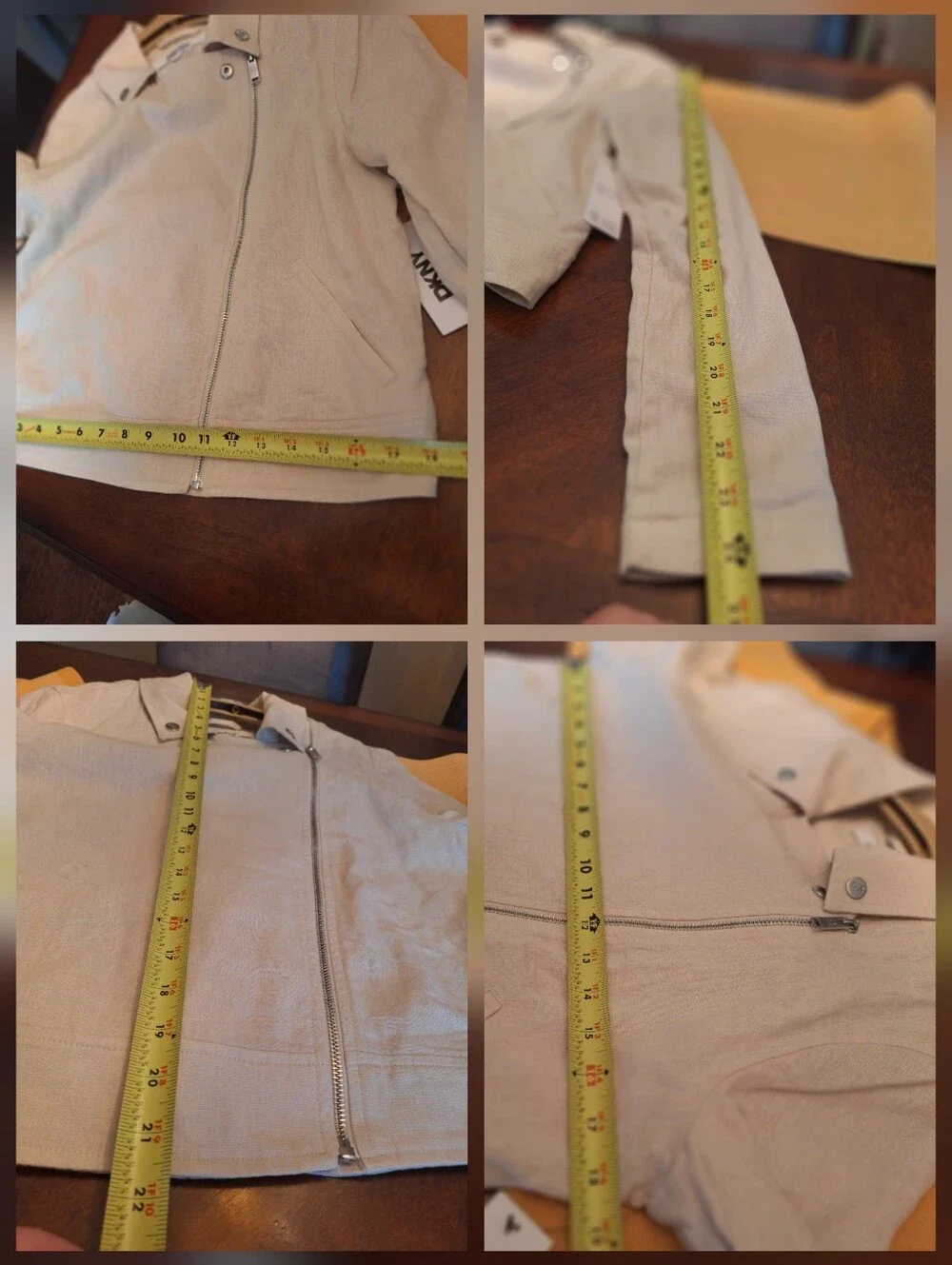 NWT DKNY Linen Women's Cream Moto Jacket Sz S